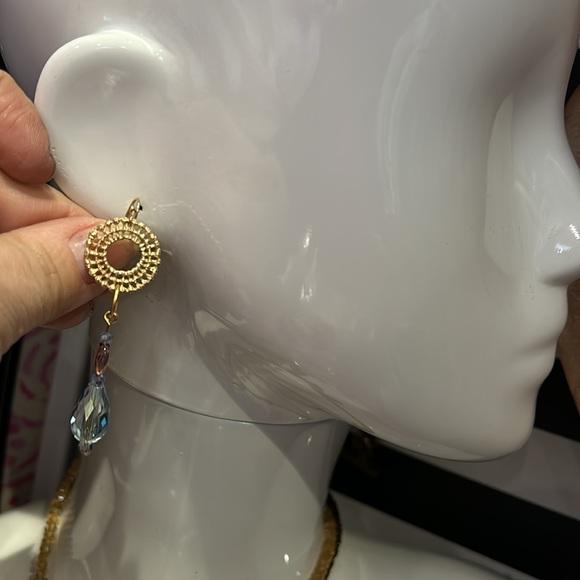 Swarovski Light Blue Iridescent & Amethyst Crystal Drop Earrings-Boutique - Picture 3 of 10